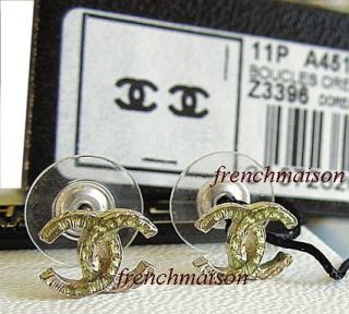 Authentic Chanel Small Gold CC Logo Charm 2011 Classic Earrings New
