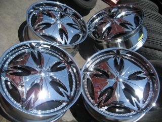 24 Dub Essinem Spinners Chrome Black Wheels Rims and Tires Package