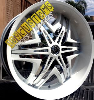 26 inch Wheels Rims Tires Diablo Elite White 5x115 Dodge Challenger