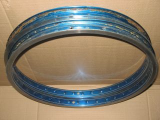 nice used UKAI Speed Line Rims Blue Silver Vintage BMX 20X1 75 36H