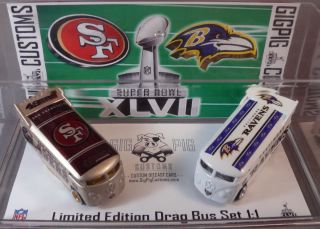  Bus Super Bowl XLVII SET 2013 Hot Wheels GigPig Customs 49ers Ravens