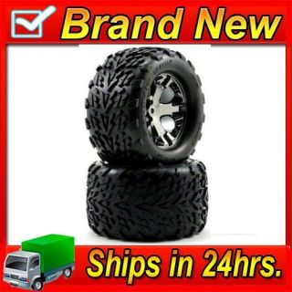 3668A Rear All Star Black Chrome Wheels w/Talon Tires (2) Stampede VXL