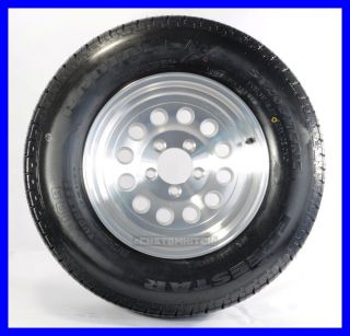 Two Radial Trailer Tires Rims st205 75R15 205 75 15 15 5 Lug Aluminum