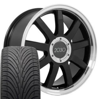 18 RS4 Style Deep Dish Wheels Rims Tires Black Fits Audi A3 A4 A6