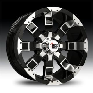 95R 20x10 Black Machined with Black Inserts Rims Wheel Set