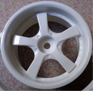 on Road Car 6mm Offset 26mm 5 Spoke Plastic White Wheel Rim