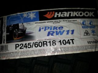 Hankook 245 60R18 104T I Pike RW11 SUV Winter Snow studdable 5 tires