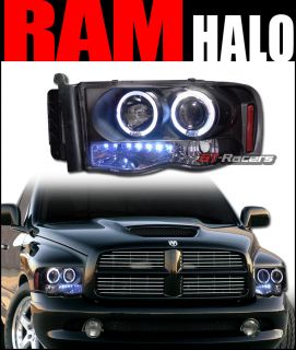 BLACK DRL LED 2 HALO RIMS PROJECTOR HEAD LIGHTS LAMPS SIGNAL 2002 2005