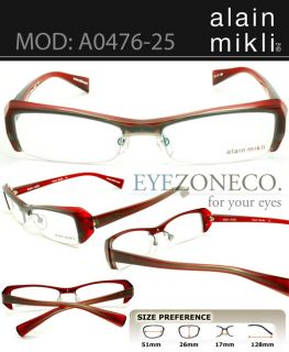 EyezoneCo Alain Mikli Eyeglass Half Rim Frames A0476 25