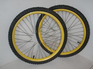 Original DG Yellow 20 7b Araya Rims Tires from factory color matched