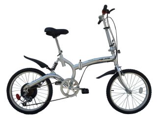 Silver 6 Speed 20 Alloy Wheels with City Tires Folding Bike Bumper