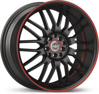 18 x8 Ruff Racing R951 Black w Red Stripe Wheels Rim