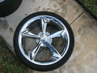 20 Chrome Epic Scorpion Rims w 3 Tires and Lockset Used Excellent