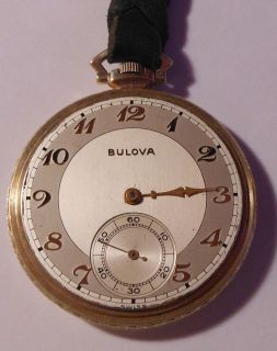 1920s 21 Jewel Bulova 14 KT Gold Filled Pocket Watch