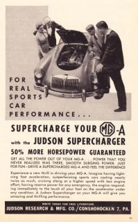 1958 MG MGA Photo Judson supercharger Car Print Ad