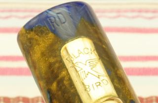 Vintage Mabie Todd Blackbird BB2 40 Blue Gold Marble Fountain Pen