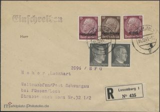  Hindenburg mit Aufdruck MiF R Brief Luxemburg 31.12.41 nach Füssen