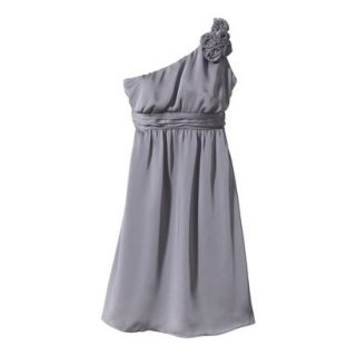 TEVOLIO Womens Plus Size Satin One Shoulder Rosette Dress   Cement Gray   20W