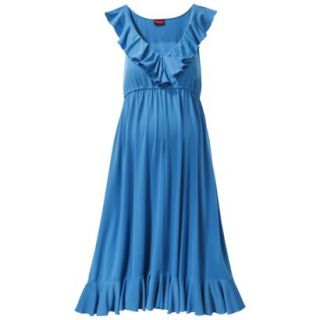 Merona Maternity Sleeveless Ruffle Trim Dress   Blue L