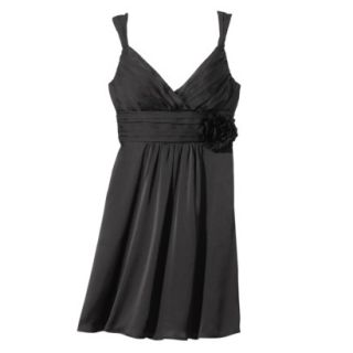 TEVOLIO Womens Plus Size Satin V Neck Dress with Removable Flower   Black   26W
