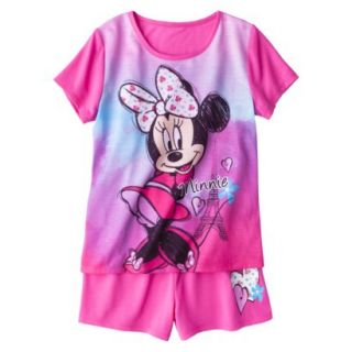 Disney Minnie Mouse Girls 2 Piece Pajama Set   Pink S