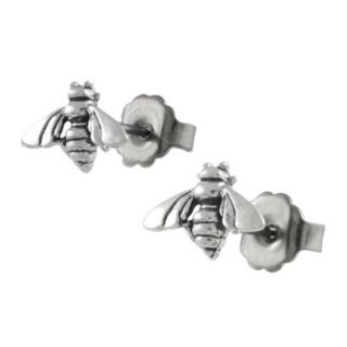 Silver Honey Bee Stud Earrings