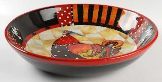 Rio Rooster 13 Pasta Serving Bowl, Fine China Dinnerware   Rooster,Checkered Ba