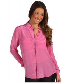 Juicy Couture Silk CDC Shirt Womens Long Sleeve Button Up (Pink)