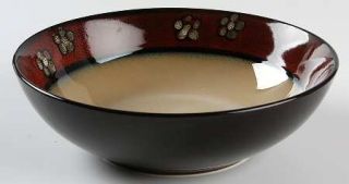 222 Fifth (PTS) Adele Soup/Cereal Bowl, Fine China Dinnerware   Tan,Burgundy Flo