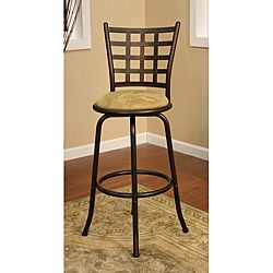 Carrizo Topaz Metal Counter Stool (TopazMaterials: MetalLattice backUpholstery: MicrofiberUpholstery color: Sand (beige)360 degree swivelAdjustable floor glidesSeat height: 24 inchesDimensions: 37.75 inches high x 17 inches wide x 19 inches deepWeight lim