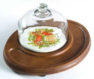 Corning Spice Of Life Wood Base Cheese and Cracker Set, Fine China Dinnerware  