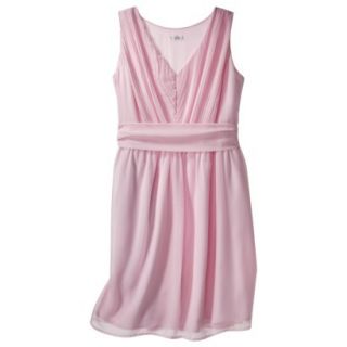 TEVOLIO Womens Plus Size Chiffon V Neck Pleated Dress   Pink Lemonade   20W
