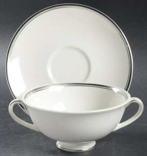 Royal Doulton Argenta Footed Cream Soup Bowl & Saucer Set, Fine China Dinnerware