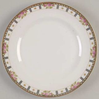 Cleveland (USA) Bridal Salad Plate, Fine China Dinnerware   Pink Roses, Black &