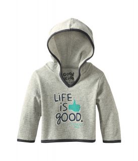 Life is good Kids Boys Thumbs Up Terry Hoodie Boys Sweatshirt (Gray)