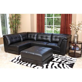 Abbyson Living Ella 5 piece Black Modular Italian Leather Sectional (BlackKiln dried hardwood framesHigh resiliency 2.2 density foam cushioning for added comfort and supportHand stitched detailsOverall Dimensions: 115 inches wide x 40 inches deep x 35 inc