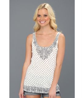 Lucky Brand Polka Dot Paisley Tank Womens Sleeveless (White)