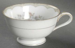 Noritake Roberta Footed Cup, Fine China Dinnerware   Tan Band/Lines, Pastel Flor