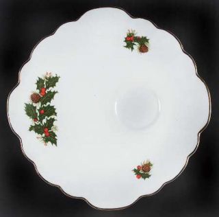 Rosina Queens Yuletide (Scalloped) Snack Plate, Fine China Dinnerware   Holly &