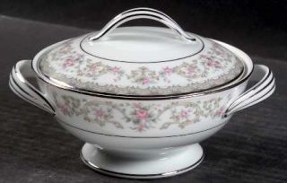 Noritake Edgewood Sugar Bowl & Lid, Fine China Dinnerware   Pink & Blue Flowers