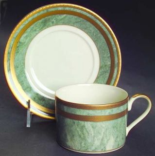 Mikasa Jade Florentine Flat Cup & Saucer Set, Fine China Dinnerware   Fine Ivory