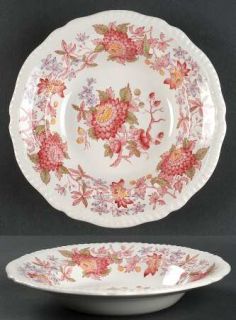 Spode Aster Red (Gadroon) Rim Soup Bowl, Fine China Dinnerware   Gadroon Shape,
