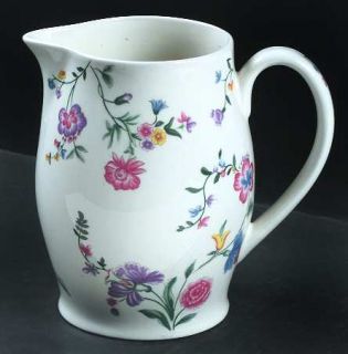 Laura Ashley Chinese Silk 32 Oz Pitcher, Fine China Dinnerware   Multicolor Flor