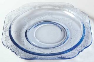 Indiana Glass Recollection Blue Saucer Only   Blue,Pressed,Scroll Design