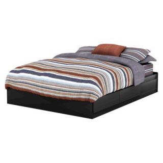 Queen Bed: Fusion 2 Drawer Platform Bed   Pure Black
