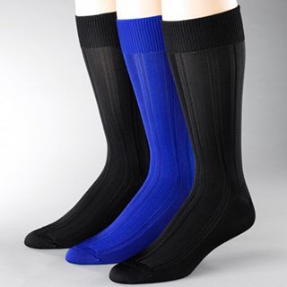 Stacy Adams 3 pk. Textured Stripe Socks, Black, Mens