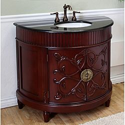 Single Sink 42 inch Wood Vanity (Colonial Cherry Type: Bathroom VanitiesMaterials: Birch, and plywoodWood finish: Colonial CherryHardware finish: Antique brass finish hardwareFaucet: Predrilled 3 holes, 8 inch centerFaucet not includedCutout for sink Numb