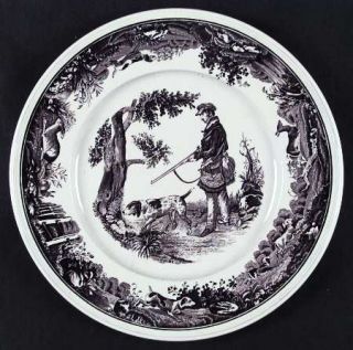 Villeroy & Boch Anjou Dinner Plate, Fine China Dinnerware   Brown Hunt Scenes
