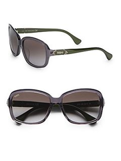 Two Tone Acetate Rectangular Sunglasses   Grey Green