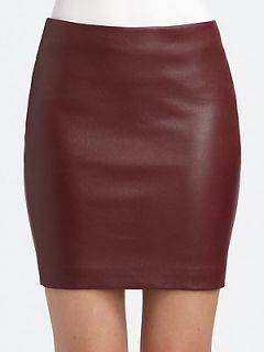 The Row Ebarg Leather Mini Skirt   Plum
